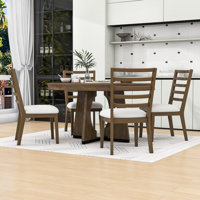 Halie 5-Piece Extendable Dining Sets with Table and 4 Upholstered Chairs for Dining Room by Lark Manor
