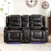 Power Recline Chair Loveseat Rv Sofa With Console, Storage, Usb Charging, Lighting And Cup Holders by Wrought Studio
