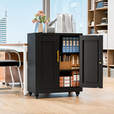 Ebern Designs Steel Modern Home Furniture Storage Organizer Cabinet With Doors & Adjustable Shelves by Ebern Designs