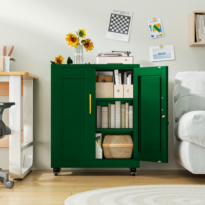 Ebern Designs Steel Modern Home Furniture Storage Organizer Cabinet With Doors & Adjustable Shelves by Ebern Designs