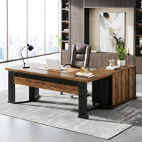70.86" Executive Desk And 41.93" Mobile Lateral File Cabinet, L-Shaped Home Office Desk 2 - Piece Set by 17 Stories