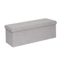 Ottoman with Storage for Living Room, Sherpa Folding Storage Ottoman Foot Rest, Collapsible Bedroom Bench Storage Foldable Boucle Ottoman Bench, Faux by Ebern Designs