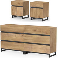 Nellie 3-Piece Dresser And Nightstand Set, 63 Inches Dresser With 6 Drawers, 2 Nightstand With Drawer And Cabinet For Bedroom, Bedroom Furniture Set, by Latitude Run