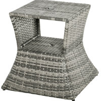Rattan Wicker Side Table With Umbrella Hole And 2 Tier Storage Shelf by Dakota Fields