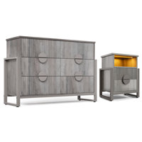 Wrought Studio™ 2-piece Bedroom Set - 6-drawer Fluted Dresser And 2-drawer Fluted Nightstands by Wrought Studio