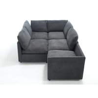 Brinsley 141.5" Linen Modular Sectional Sofa by Hokku Designs