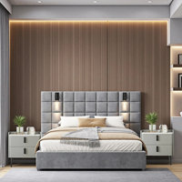 3-Pieces Bedroom Sets PU Storage Bed with LED Lights and USB charger,Nightstands Set of 2  with Charging Station and LED Lights by Wrought Studio