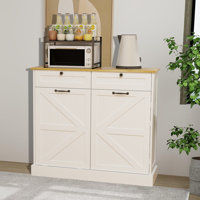 Kitchen Storage Cabinet With 2 Drawers & 1 Tilt Out Trash Cabinet & 1 Door With Storage Rack & 2 Shelves For Kitchen