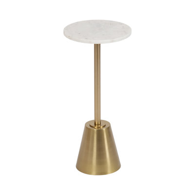 Round Marble and Metal Drink Table by Ebern Designs