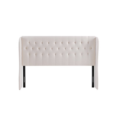 Beige Elegant Tufted Wingback Headboard by Darby Home Co