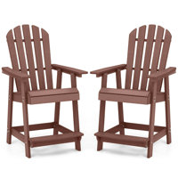 Bar Stool Hdpe Patio Chair With Armrest Footrest Home Indoor Outdoor Brown