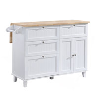Farmhouse Kitchen Island Set with Drop Leaf and 2 Seatings,Dining Table Set with Storage Cabinet, Drawers and Towel Rack by Lark Manor