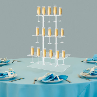 3-Tier Acrylic Champagne Tower Wine Glass Holder Stand by Rebrilliant