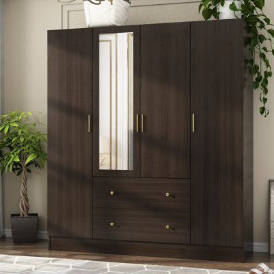 4-Door 2-Drawer Wardrobe With Mirror Panel by Mercer41