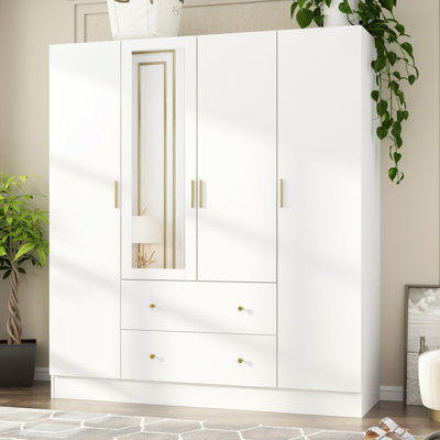 4-Door 2-Drawer Wardrobe With Mirror Panel by Mercer41