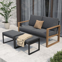 Arunas 2 - Person Outdoor Seating Group With Ottoman by Wade Logan