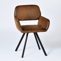 Swivel Upholstered Vanity Chair Bedroom Accent Chair with Black Metal Legs by George Oliver