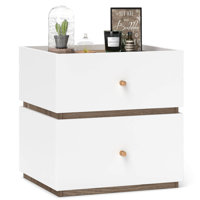 2-drawer Nightstand Modern Bedside Table With Storag Raised Edge For Living Room by Latitude Run
