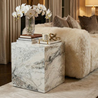 Marble Style Cube End Table by Orren Ellis