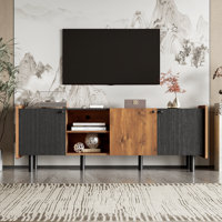 Mid Century TV Stand with 3 Cabinets, Media Console Table for TVs up to 70