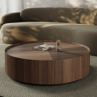 Round Coffee Table With 2 Storage Drawers And Heavy Duty Base by Loon Peak
