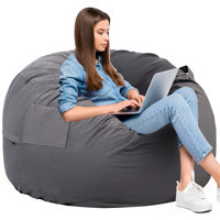 Standard Bean Bag Chair for Adults, Pre-Filled Furniture with Soft Removable Cover, Comfy Kids Refillable Sofa for Living Room Bedroom Dorm by Trule