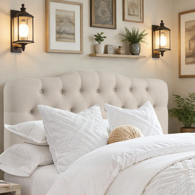 Linen Upholstered Headboard-Modern-Adjustable Height-Button Tufting