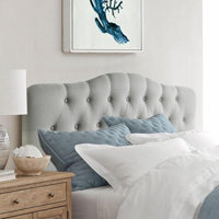 Linen Tufted Upholstered Headboard, Sturdy and Durable Solid Wood Headboard, Fabric Headboard Adjustable Height from 34“ to 43”, Modern Button Tufting