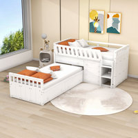 Twin Over Twin Seven Drawers Wood Bunk Bed by Harriet Bee