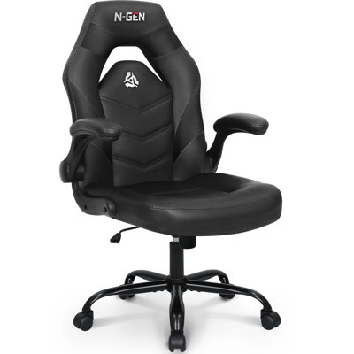N-GEN Adjustable Ergonomic Faux Leather Swiveling PC & Racing Game Office Desk Chair with Flip-Up Arms by Neo Chair