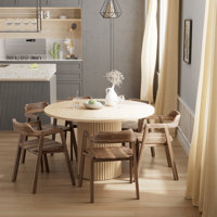 Round Solid Wood Base Dining Table for 6 , 47" Circular Tabletop by Latitude Run