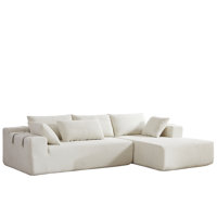 Modern Upholstered Sectional Sofa With 6 Pillows, No assembly required