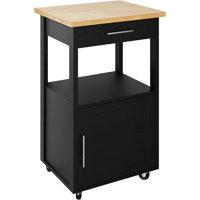 Kitchen Island Cart With Storage,Rolling Kitchen Island Side Table On Wheels With Worktop,Single Door Storage Cabinet And Drawer For Kitchen,Dinning R by Ebern Designs