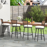 Swivel Outdoor Bar&Counter Stool with Cushion(Set of 4)