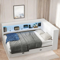 Sakima Daybed With Storage Shelves, Charging Station, Led And Trundle by Orren Ellis
