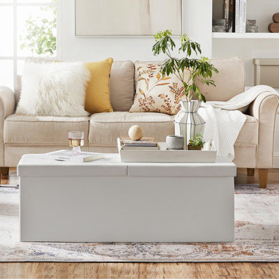 43 Inches Folding Storage Ottoman Bench With Flipping Lid by Ebern Designs