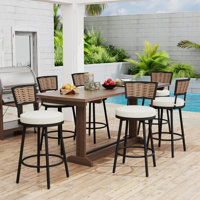 Swivel Outdoor Bar&Counter Stool with Cushion(Set of 6) by 17 Stories
