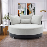 Blossie 51.25" Seat Wide 360° Swivel Round Lounger, Phone Holder by Wade Logan