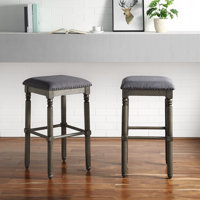 Arnhem Wood Upholstered Bar Stools, Set Of 2 by Mercer41