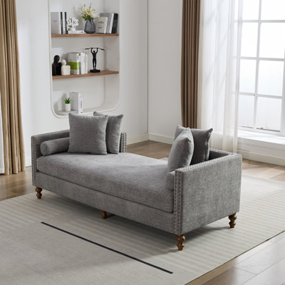 Modern Upholstered Slipcovered Chaise Lounge by Alcott Hill