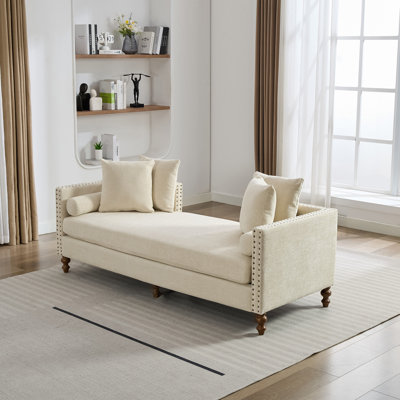 Modern Upholstered Slipcovered Chaise Lounge by Alcott Hill