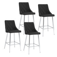 Contemporary Faux Leather and Metal 26" Counter Stool, Set of 4 - Chrome