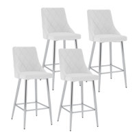 Contemporary Faux Leather and Metal 26" Counter Stool, Set of 4 - Chrome by Orren Ellis