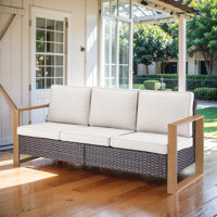 Drazen Outdoor 3-Seat Sofa - Durable All-Weather PE Wicker With Thick Cushions by Lark Manor