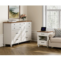 Darim 2 Piece Bedroom Set - Includes Mid Century 8 Drawer Dresser, Night Stand With Charging Station & Shelf, 2 Piece Dresser And Nightstand Sets by August Grove