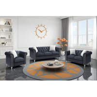 Leileen Velvet 3 Piece Living Room Set