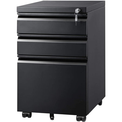3-Drawer Mobile File Cabinet (Under Office Desk), Assembled Except Casters, Fits Letter/Standard Sizes by Ebern Designs