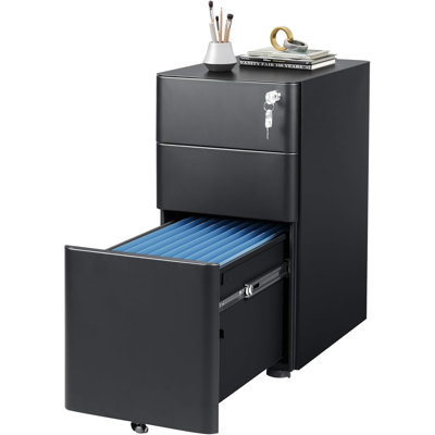 3-Drawer Slim Vertical File Cabinet, Fully Assembled Except Casters, Legal/Letter Size by Ebern Designs