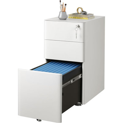 3-Drawer Slim Vertical File Cabinet, Fully Assembled Except Casters, Legal/Letter Size by Ebern Designs