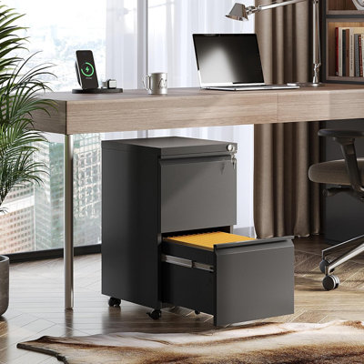 2 Drawer Mobile File Cabinet With Lock, Commercial Vertical Cabinet by Ebern Designs